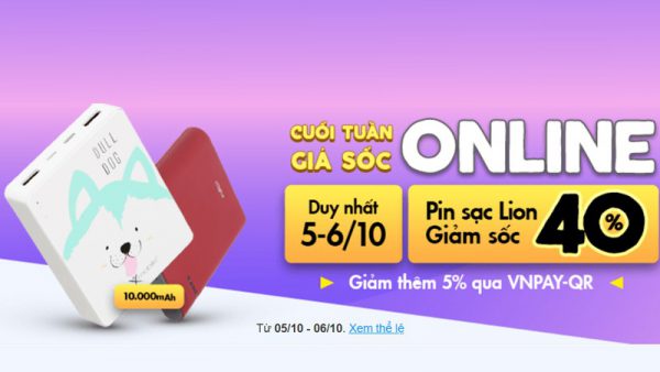 Pin sạc dự phòng Lion giảm sốc 40%, mua Online xài thoải mái