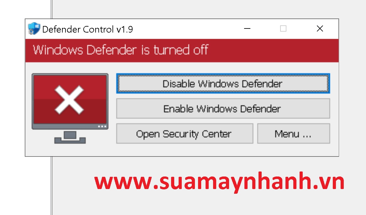 Windows Defender Control v1.6 v1.9 – Vô Hiệu Hóa Windows Defender