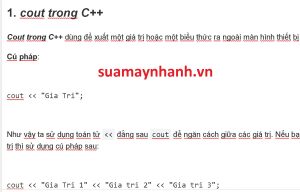 Cout trong C++ và lệnh cin trong C++