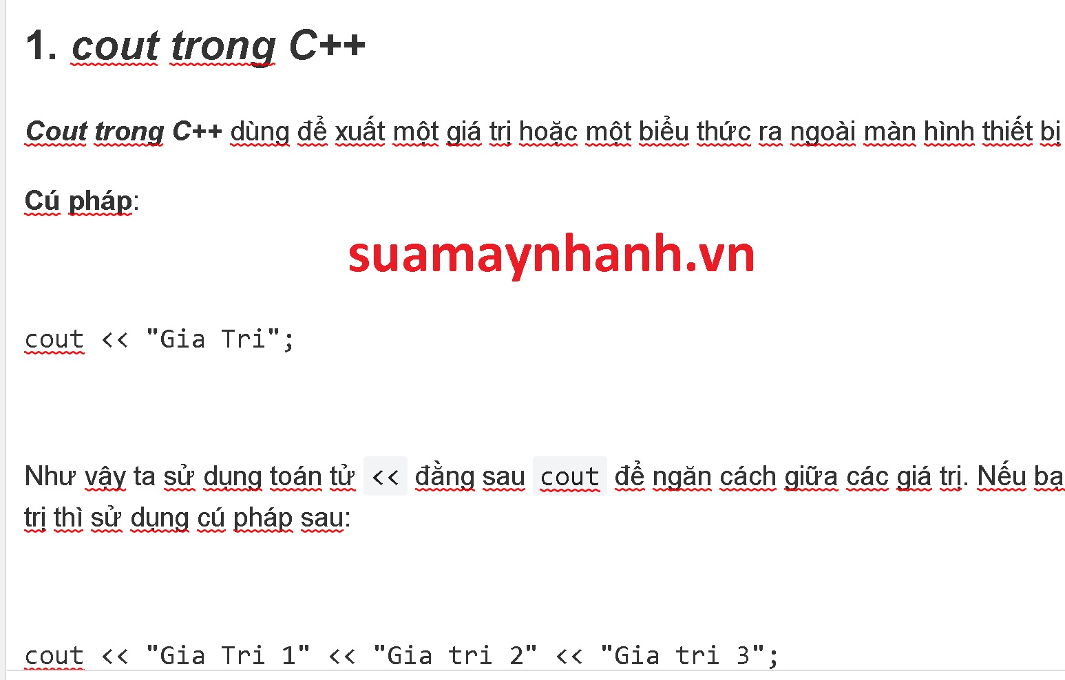 Cout trong C++ và lệnh cin trong C++