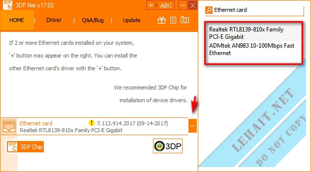 3DP NET 17.03 – Cài Đặt Driver Mạng Offline