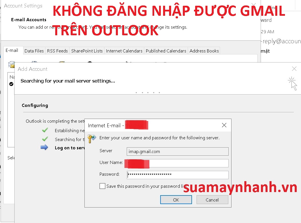 Mật khẩu ứng dụng đăng nhập Gmail bật xác minh 2 buớc trên Outlook